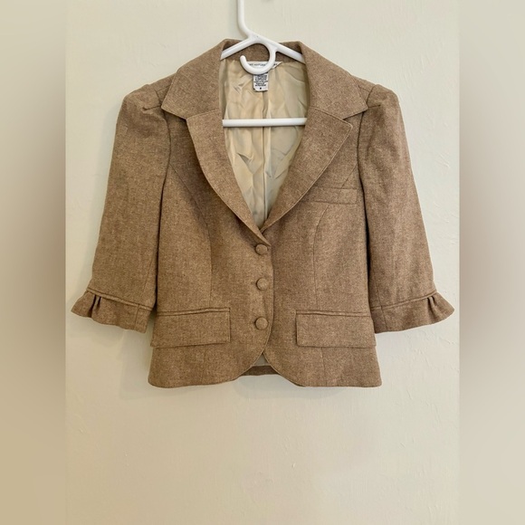 Diane Von Furstenberg Jackets & Blazers - Vintage DVF Diane von Furstenberg Brown Gold Wool Cropped Jacket Blazer